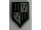 Lot ID: 394670331  Part No: 22385pb220  Name: Tile, Modified 2 x 3 Pentagonal with Dark Green and Light Bluish Gray Slytherin Banner with Spears Pattern (Sticker) - Set 76395