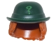 Part No: 27160pb01  Name: Minifigure, Hair Combo, Hat with Hair, Bowler Hat with Bright Green Question Mark and Dark Orange Wavy Shoulder Length Hair Pattern