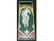 Part No: 30292pb026  Name: Flag 7 x 3 with Bar Handle with Dark Red and Gold Ornaments and White Horse Pattern (Sticker) - Set 9474