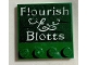 Part No: 6179pb206  Name: Tile, Modified 4 x 4 with Studs on Edge with 'Flourish & Blotts' Pattern (Sticker) - Set 75978