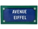 Part No: 87079pb1421  Name: Tile 2 x 4 with Dark Blue Sign, 4 White Rivets and 'AVENUE EIFFEL' Pattern (Sticker) - Set 910032