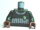 Part No: 973pb0748c01  Name: Torso Harry Potter Quidditch Slytherin Ribbed Pattern / Dark Green Arms / Reddish Brown Hands