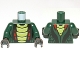 Part No: 973pb1191c01  Name: Torso Ninjago Snake with Lime and Red Scales Pattern (Acidicus) / Dark Green Arms / Black Hands