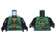 Part No: 973pb2612c01  Name: Torso Ninjago Armor with Green Straps and Black Sash with Golden Dragon Emblem Pattern / Black Arms / Black Hands