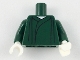 Part No: 973pb3235c01  Name: Torso Robe with Gathers, White Neck Pattern / Dark Green Arms / White Hands