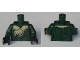 Part No: 973pb3357c01  Name: Torso Harry Potter Pinstripe Jacket with Cat Holding Mouse Shawl and Spider on Back Pattern / Dark Green Arms / Black Hands