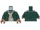 Part No: 973pb4947c02  Name: Torso Jacket Open with Gold Buttons over Tan Ribbed Sweater Pattern / Dark Green Arms / Sienna Hands