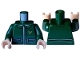 Part No: 973pb5539c01  Name: Torso Jacket with Black Seams, White Belt and Gold Buckle and Atreides Hawk Crest Pattern / Dark Green Arms / Light Nougat Hands