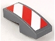 Part No: 11477pb004L  Name: Slope, Curved 2 x 1 x 2/3 with Red and White Danger Stripes (Red Corners) Pattern Model Left Side (Sticker) - Sets 60056 / 60152 / 60223