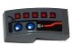 Part No: 11477pb037L  Name: Slope, Curved 2 x 1 x 2/3 with 5 Red Buttons, 2 Blue Lights and Red Wire Pattern (Sticker) - Set 70601