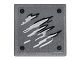 Part No: 15210pb017  Name: Road Sign 2 x 2 Square with Open O Clip with Black and Silver Scratches and Screw Heads Pattern 1 (Sticker) - Set 76050