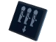 Part No: 15210pb081  Name: Road Sign 2 x 2 Square with Open O Clip with Arrow, Minifigures and Queue on Dark Blue Background Pattern (Sticker) - Set 75937