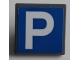 Part No: 15210pb100  Name: Road Sign 2 x 2 Square with Open O Clip with Parking Pattern (Sticker) - Set 60200