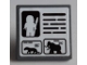 Part No: 15210pb101  Name: Road Sign 2 x 2 Square with Open O Clip with Caveman Minifigure, Black Lines, Saber-Toothed Tiger and Woolly Mammoth Pattern (Sticker) - Set 60200