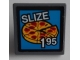 Part No: 15210pb102  Name: Road Sign 2 x 2 Square with Open O Clip with Pizza 'SLIZE' and '195' Pattern (Sticker) - Set 60200