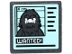 Part No: 15210pb118  Name: Road Sign 2 x 2 Square with Open O Clip with Hairy Minifigure Mugshot and 'WANTED!' on Computer Screen Pattern (Sticker) - Set 60069