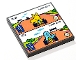 Part No: 1751pb060  Name: Tile 4 x 4 with Split Screen of Karting Video Game with '2/2', '1/2', 'LAP 2/4', Yellow Fox and Medium Azure Fish Characters Pattern (Sticker) - Set 41748
