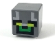 Part No: 19729pb025  Name: Minifigure, Head, Modified Cube with Pixelated Lime Eyes, Green Mouth, Light Bluish Gray Markings, and Black Eyebrows and Nose Pattern (Minecraft Skull Arena Player)