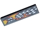 Part No: 2431pb0375L  Name: Tile 1 x 4 with Checkered Flag and Flame Pattern Model Left Side (Sticker) - Set 8134