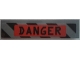 Part No: 2431pb0474  Name: Tile 1 x 4 with 'DANGER' in Red Rectangle and Black Danger Stripes Pattern (Sticker) - Set 70163