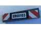 Part No: 2431pb0664 Name: Tile 1 x 4 with 'ER60103' and Red and White Danger Stripes Pattern (Sticker) - Set 60103 Part No: 2431pb0664 Name: Tile 1 x 4 with 'ER60103' and Red and White Danger Stripes Pattern (Sticker) - Set 60103