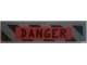Part No: 2431pb474  Name: Tile 1 x 4 with 'DANGER' in Red Rectangle and Black Danger Stripes Pattern (Sticker) - Set 70163
