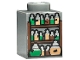 Part No: 3005pb062  Name: Brick 1 x 1 with Shelves and Potion Bottles with Black Labels, Silver Tops, and Green, Nougat, and Reddish Brown Contents Pattern