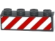 Part No: 3010pb188  Name: Brick 1 x 4 with Red and White Danger Stripes (White Corners) Pattern on One Side (Sticker) - Set 60080