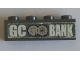 Part No: 3010pb284  Name: Brick 1 x 4 with White 'GC BANK' Logo on Dark Bluish Gray Background Pattern (Sticker) - Set 7781
