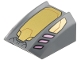 Part No: 30602pb117  Name: Slope, Curved 2 x 2 Lip with Gold Armor Plates, Dark Orange Lines, Metallic Pink Trim Pattern