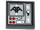 Lot ID: 267740324  Part No: 3068pb0881  Name: Tile 2 x 2 with Black 'AA', Red and White Buttons, 'K 35', Lever and White Arrows on Silver Background Pattern (Sticker) - Set 70725