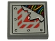Part No: 3068pb1307  Name: Tile 2 x 2 with Multicolored Wires and Broken Metal Plate with Exclamation Mark and Red Danger Stripes Pattern (Sticker) - Set 70432