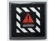 Part No: 3068pb1678  Name: Tile 2 x 2 with Red Warning Triangle on Black and White Danger Stripes Pattern (Sticker) - Set 70917