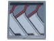 Part No: 3068pb2370L  Name: Tile 2 x 2 with Black, Red, and Light Bluish Gray Panels and Stripes (Falcon Armor Wings) Pattern Model Left Side (Sticker) - Set 76269