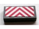 Part No: 3069pb0138  Name: Tile 1 x 2 with Red and White Chevron Danger Stripes Thin Pattern (Sticker) - Set 8404