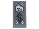 Part No: 3069pb0884  Name: Tile 1 x 2 with Silver Coffee Cup with Skull and Steam, Metal Rivets, Black Dollar Sign Pattern (Sticker) - Set 70840