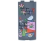 Part No: 30987pb018  Name: Cylinder Quarter 2 x 2 x 5 with 1 x 1 Cutout with Black Brick Wall with Paintings of Flowers and Mythical Creatures Pattern (Sticker) - Set 76467