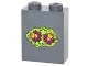 Part No: 3245cpb041  Name: Brick 1 x 2 x 2 with Inside Stud Holder with Magenta and Bright Light Orange Flowers and Lime Leaves Pattern (Sticker) - Set 41175