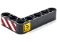 Part No: 32526pb036L  Name: Technic, Liftarm, Modified Bent Thick L-Shape 3 x 5 with Red and White Danger Stripes and Black Exclamation Mark in Danger Triangle Pattern Model Left Side (Stickers) - Set 42080