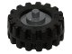 Part No: 3464c04  Name: Wheel Center Small with Stub Axles (Pulley Wheel), with Black Tire 15mm D. x 6mm Offset Tread Small - Band Around Center of Tread (3464/87414)