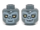 Part No: 3626cpb0971  Name: Minifigure, Head Dual Sided Alien Chima Gorilla with Yellow Eyes and Gray Face, Closed Mouth / Crooked Smile Pattern (Grumlo) - Hollow Stud