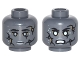 Part No: 3626cpb1796  Name: Minifigure, Head Dual Sided Alien PotC Black Cracks, Light Bluish Gray Spots and Lips, Neutral / Bared Teeth Angry Pattern - Hollow Stud