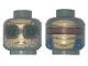Part No: 3626pb0393  Name: Minifigure, Head Alien SW Weequay with Nougat Face, Large Eyes, Reddish Brown Goggles with Green Lenses, Frown, Blue Tubes on Back Pattern