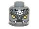 Part No: 3626pb0768  Name: Minifigure, Head Alien with Yellow Snake Eyes, Fangs and Black and White Scales Pattern (Snike)