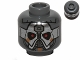Part No: 3626pb1009  Name: Minifigure, Head Alien with Silver Mask and Red Eyes Pattern (SW Sith Warrior)