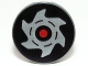 Part No: 4150pb147  Name: Tile, Round 2 x 2 with Red Circle and Silver Saw Blade on Black Background Pattern
