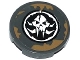 Part No: 4150pb164  Name: Tile, Round 2 x 2 with Dark Tan Spatters and Alien Skull in Black Circle Pattern (Sticker) - Set 70141