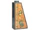 Part No: 4460bpb012  Name: Slope 75 2 x 1 x 3 - Hollow Stud with Wallpaper, Sand Green and Tan Swirls, Feathers and Ornamental Geometric Border on Orange Background Pattern (Sticker) - Set 40579