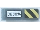 Part No: 50950pb168a  Name: Slope, Curved 3 x 1 with 'CK 60216' and Black and Bright Light Yellow Danger Stripes Pattern Side A (Sticker) - Set 60216