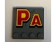 Part No: 6179pb166  Name: Tile, Modified 4 x 4 with Studs on Edge with 'PA' Pattern (Sticker) - Set 75936